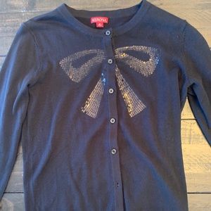 Merona Black/Dark Blue Sequin Bow Cardigan